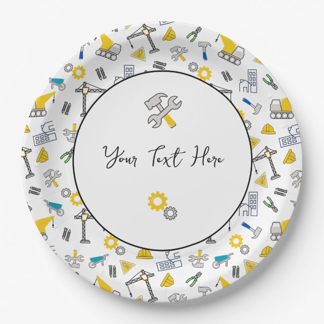 Construction Elements Paper Plate (Front)