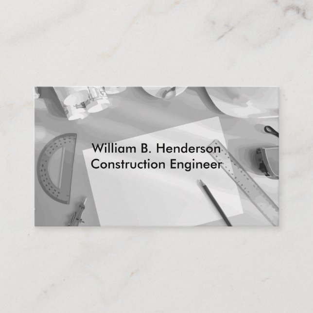 Construction Engineer Design Business Card (Front)