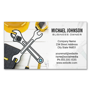 Construction Equipment Home Repair Hand Tools Magnetic Business Card