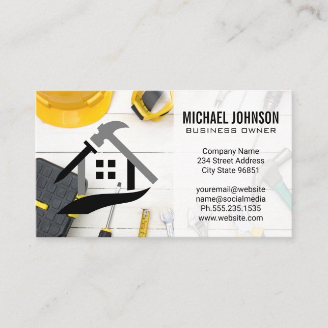 Construction Equipment | Home Repair Tools Business Card (Front)