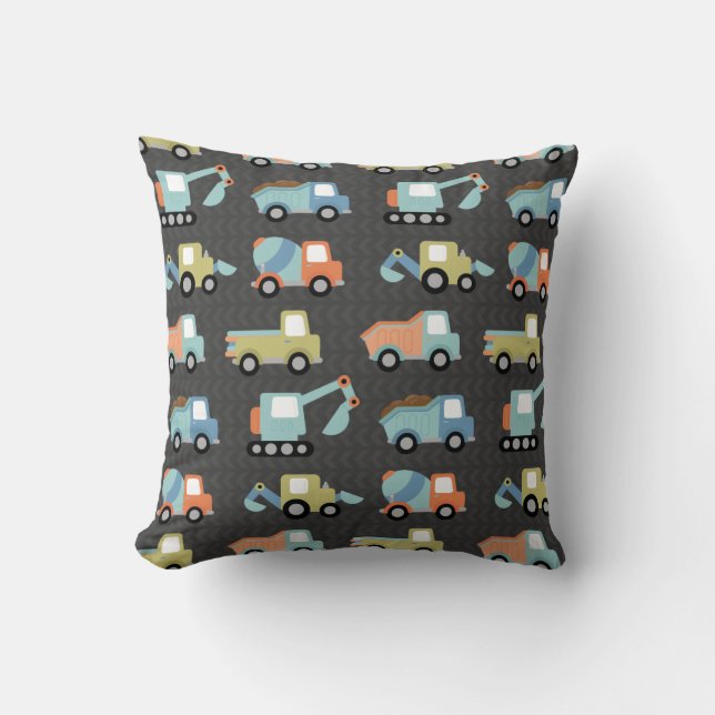 Construction Equipment Pattern Kids Room Throw Pillow (Front)