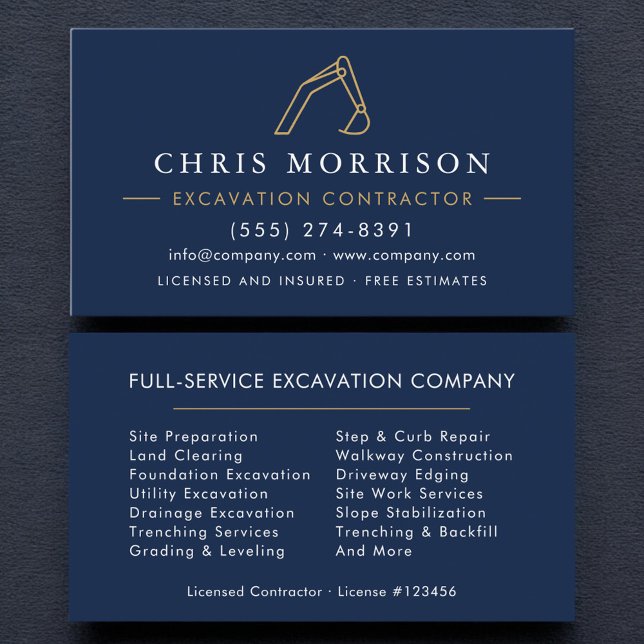 Construction Excavation Operator Contractor  Business Card (Creator Uploaded)