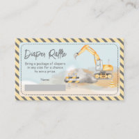 Construction Excavator Baby Shower Diaper Raffle
