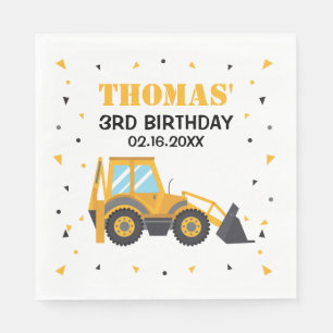  Construction excavator birthday Napkin