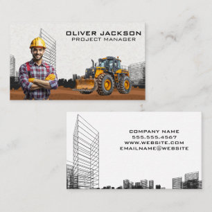 Construction Excavator   Blue Collar Worker Business Card
