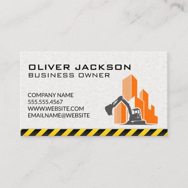Construction | Excavator | Building Site Business Card (Front)