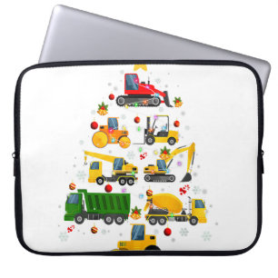 Construction Excavator Christmas Tree for Boys Gir Laptop Sleeve