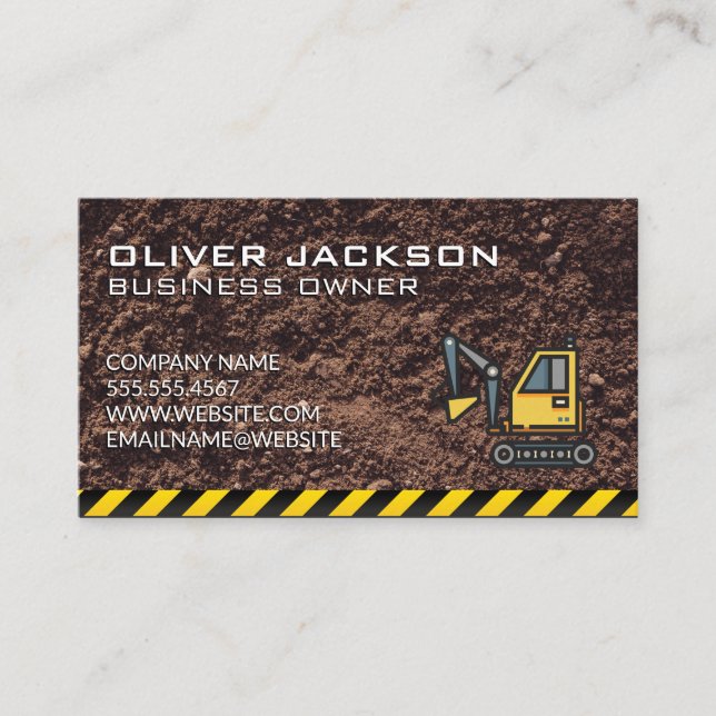 Construction | Excavator | Dirt Business Card (Front)