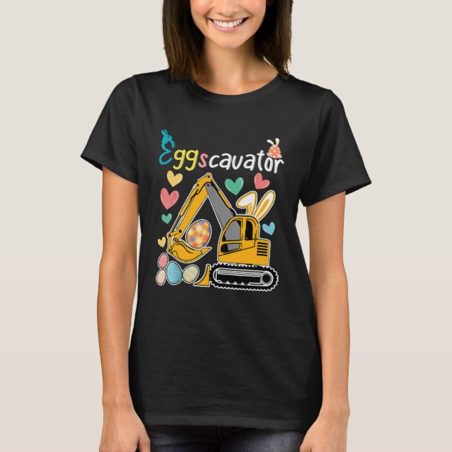 Construction Excavator Easter Day Egg Hunt for Boy T-Shirt (Front)