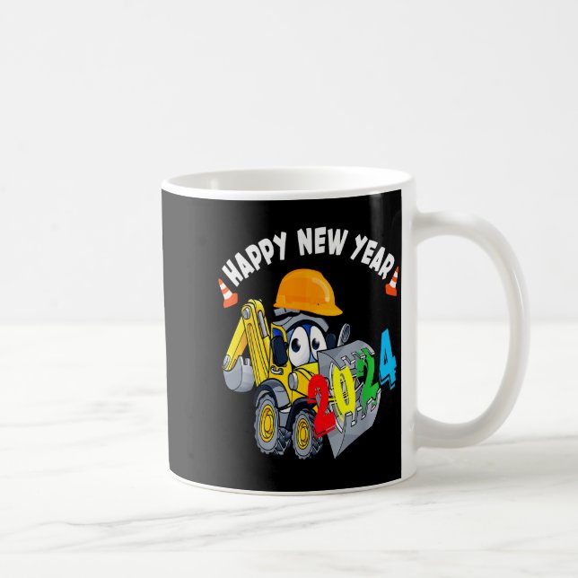 Construction Excavator Happy New Year 2024 For Boy Coffee Mug (Right)