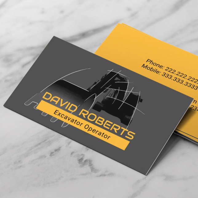 Construction Excavator Plant Operator Contractor Business Card (Creator Uploaded)