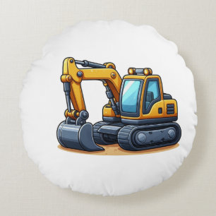 Construction/Excavator Round Pillow