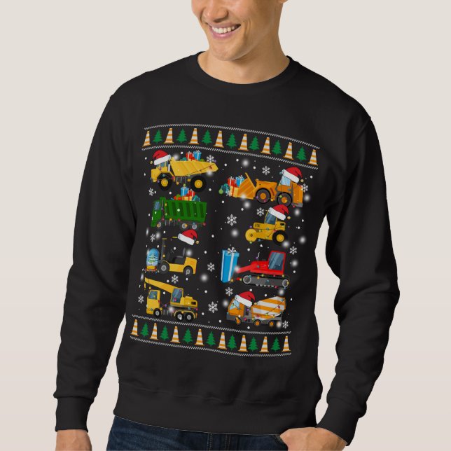 Construction Excavator Truck Santa Ugly Sweater Ch (Front)