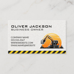 Construction Excavator Vehicle Business Card