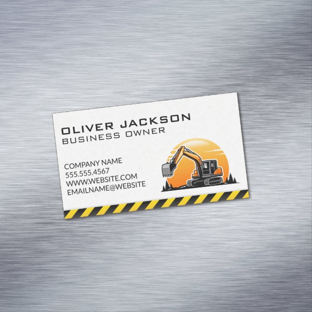 Construction | Excavator Vehicle Magnetic Business Card (In Situ)