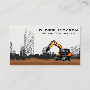 Construction Excavator Vehicle Real Estate Business Card