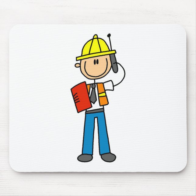 Construction Foreman on Cellphone Mousepad (Front)