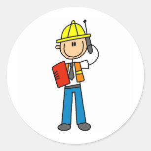 Construction Foreman on Cellphone Stickers