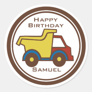 Construction Fun Dumptruck Classic Round Sticker