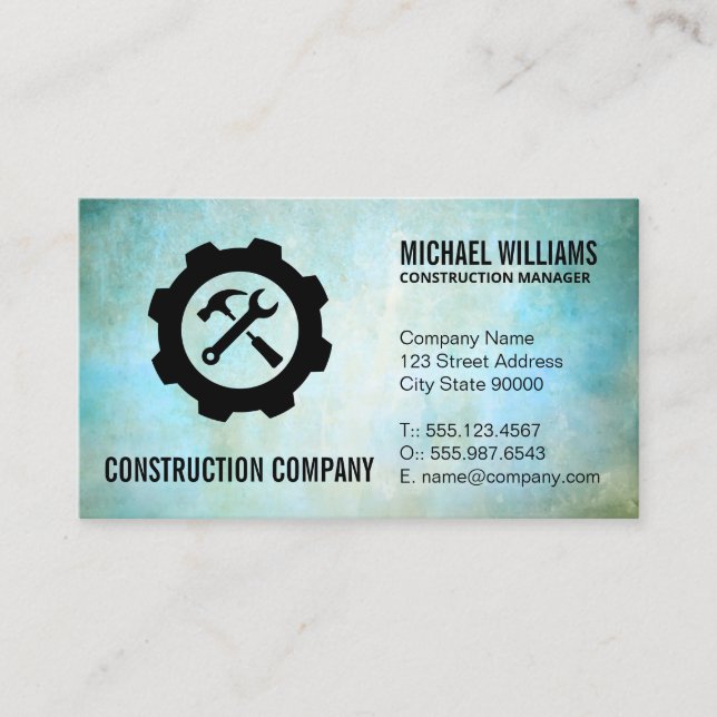 Construction | Gear | Hammer | Wrench Business Card (Front)