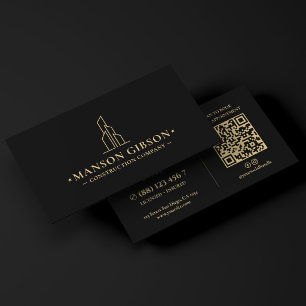 Construction General Contracting Logo Black Modern Business Card