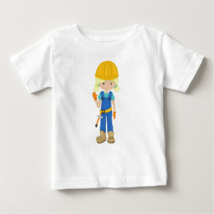 Construction Girl, Blonde Hair, Cute Girl, Hammer Baby T-Shirt
