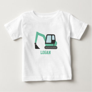 Construction Green Excavator Vehicle Kids Baby T-Shirt
