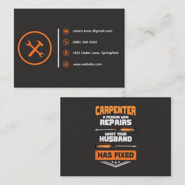 Construction Handyman Carpenter  | Rustic Template Business Card (Front/Back)
