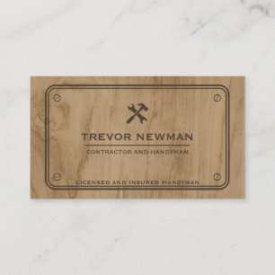 Construction Handyman Carpenter Tools Bolts Wood Business Card