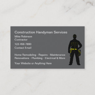 Construction Handyman Contracting Business Card