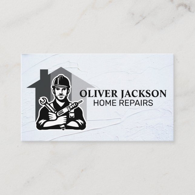Construction | Handyman Repairman Logo Business Card (Front)