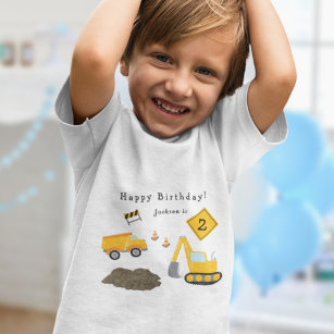Construction Happy Birthday - Boy Name and Age Toddler T-shirt