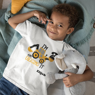 Construction Happy Birthday Digging It Age Name Toddler T-shirt