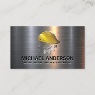 Construction Hard Hat   Blue Collar Contractor Business Card