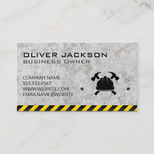 Construction Hard Hat Logo   Concrete Caution Business Card