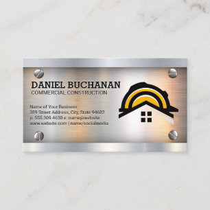 Construction Hardhat Home Logo   Metal Screws  Business Card