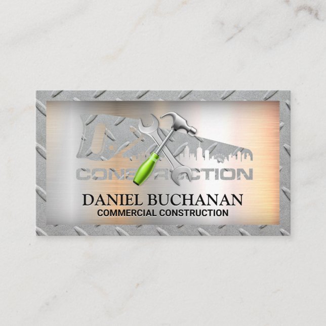 Construction Hardware Tools | Steel Business Card (Front)