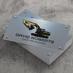 Construction Heavy Equipment Operator Blue Metal Business Card<br><div class="desc">Professional Construction Heavy Equipment Operator Blue Metal Business Card.</div>