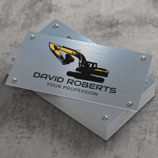 Construction Heavy Equipment Operator Blue Metal Business Card