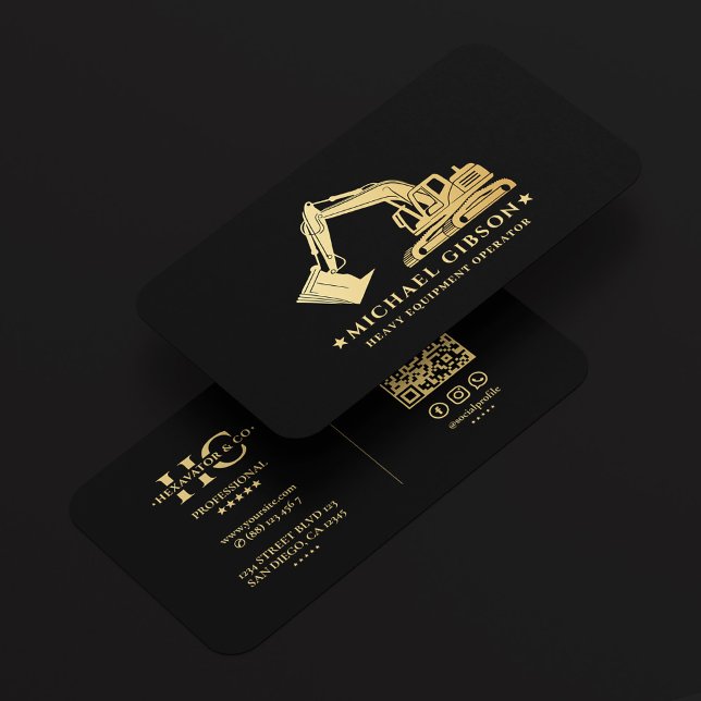 Construction Heavy Equipment Operator Contractor Business Card (Creator Uploaded)