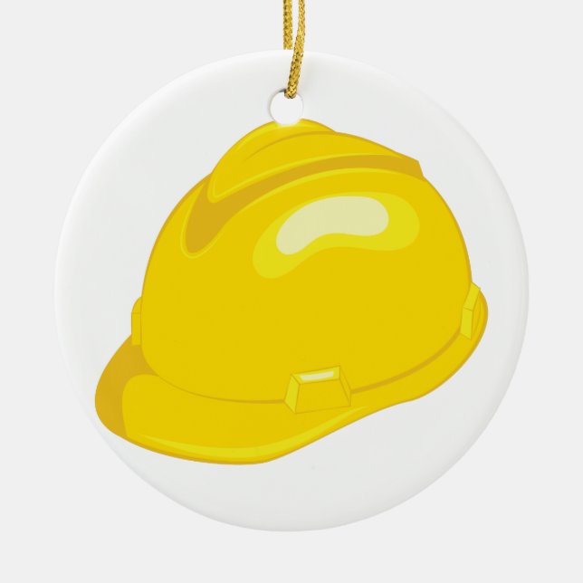 Construction Helmet Ceramic Ornament (Front)