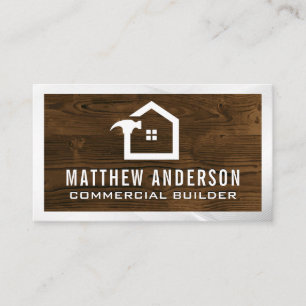 Construction Home Logo Wooden Boards Business Card