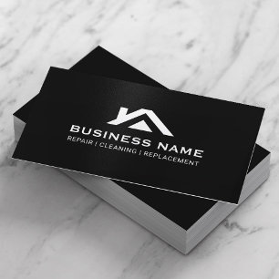 Construction House Roof Logo Real Estate Black Business Card
