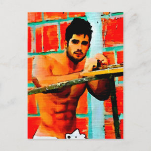 Construction Hunk Postcard
