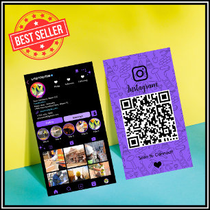 Construction Instagram Purple   QR Code Business Card