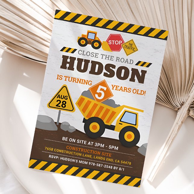 Construction Invitation Anniversaire Boy Camion-Ca (Construction Birthday Invite)