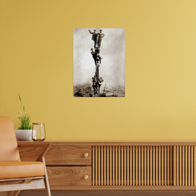 Construction Iron Workers Ride Down Poster (Living Room 2)