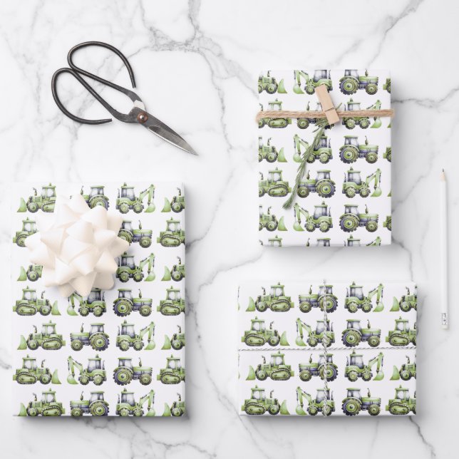 Construction Kids 1st Birthday Party Wrapping Paper Sheet (Front)