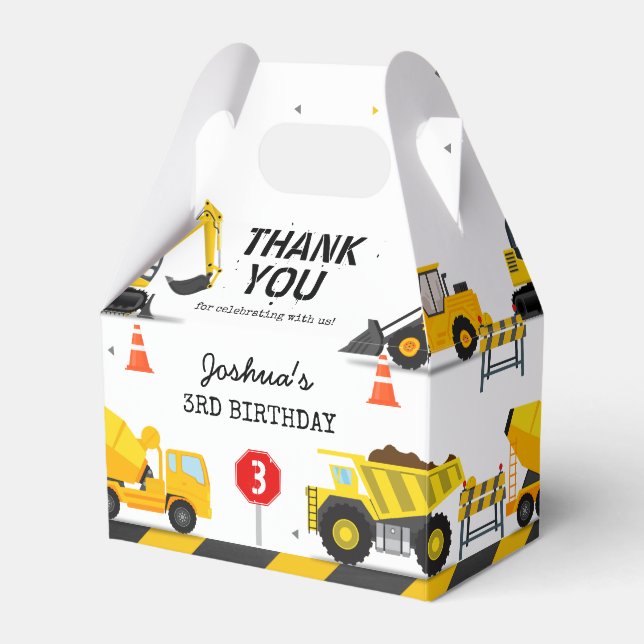 Construction Kids Any Age Birthday Party Favor Box (Front Side)