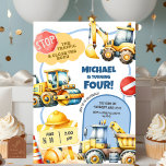 Construction Kids Birthday  Invitation<br><div class="desc">Construction Kids Birthday Invitation,  Excavator Dump Truck Boy Birthday Invite,  Editable Template Outdoor Kids Birthday Invite</div>